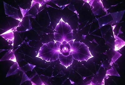 The primary subject of the image is a purple flower with a green center, surrounded by a purple background. The visual style of the image is digital art, as it appears to be a close-up of the flower with a purple and green color scheme. The overall atmosphere of the image is serene and calming, with the flower being the focal point of the composition.
