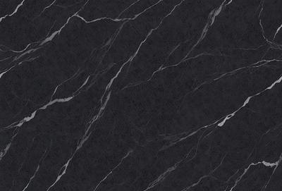 The primary subject of the image is a marble countertop with a black background. The visual style is a close-up of the marble countertop, showcasing its texture and pattern. The colors and mood of the image are predominantly black, giving it a sleek and modern appearance.
