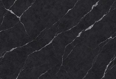 The primary subject of the image is a close-up of a marble countertop. The setting is a kitchen, with the marble countertop being the main focus of the scene. The visual style is a photo, showcasing the natural texture and beauty of the marble. The colors and mood of the image are predominantly black and white, giving it a classic and elegant appearance.