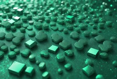 The primary subject of the image is a green surface with a pattern of green and white hearts. The setting is a green background, and the visual style appears to be a digital art or illustration. The dominant colors are green and white, creating a lively and vibrant atmosphere.