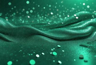 The primary subject of the image is a green fabric with glittery green sequins on it. The setting is a green background, and the visual style appears to be a photo. The colors and mood of the image are predominantly green, with the sequins adding a touch of sparkle and shine.