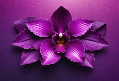 Purple orchid with yellow center, surrounded by purple petals.