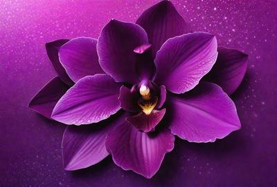 Purple orchid with yellow center, surrounded by purple petals.