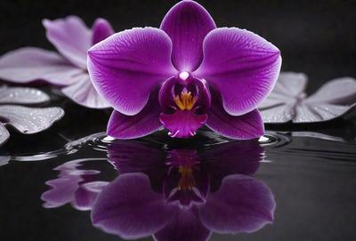Purple orchid flower in a pond.