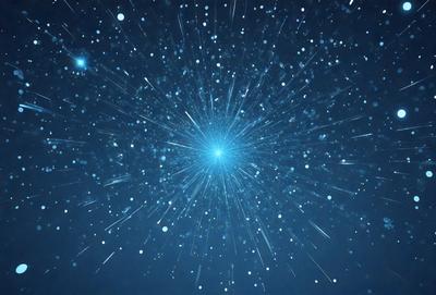 The primary subject of the image is a bright blue star, which is the main focus of the scene. The setting is a dark blue sky, creating a contrasting backdrop for the star. The visual style of the image is a digital art or illustration, as it captures the star's light and movement in a dynamic and artistic manner. The colors in the image are predominantly blue, with the star being the brightest and most prominent element. The overall atmosphere of the image is one of beauty and wonder, as the