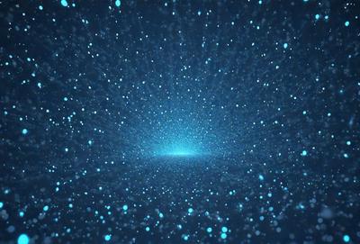 The primary subject of the image is a bright blue background with a multitude of tiny blue lights. The setting appears to be a dark space, possibly a night sky or a black background. The visual style of the image is digital art, as it features a pattern of blue lights that create a mesmerizing and visually appealing effect. The colors and mood of the image are predominantly blue, with a sense of depth and tranquility.