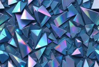 The primary subject of the image is a collection of blue and pink triangles, which are arranged in a visually appealing manner. The setting is a blue background, which provides a contrasting and complementary color to the triangles. The visual style of the image is a combination of digital art and illustration, as the triangles are created using a pattern or texture. The colors and mood of the image are predominantly blue and pink, which evoke a sense of calmness and tranquility.