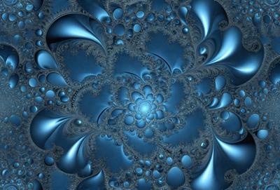 The primary subject of the image is a blue and white swirling pattern, which appears to be a digital art or illustration. The setting is a blue background, and the visual style is a combination of digital art and illustration. The colors and mood of the image are predominantly blue and white, creating a sense of calmness and tranquility.