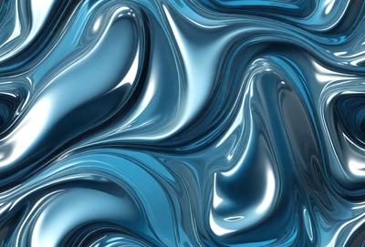 The primary subject of the image is a blue, swirling, and flowing pattern. The setting is a blue background, which creates a visually striking contrast with the swirling pattern. The visual style is a digital art or illustration, as the swirling pattern appears to be a digital creation. The dominant colors are blue and silver, giving the image a calm and soothing atmosphere.