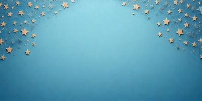 The primary subject of the image is a blue background with a pattern of stars. The setting is a clear blue sky, and the visual style is a digital art or illustration. The dominant colors are blue and white, creating a calm and serene atmosphere.