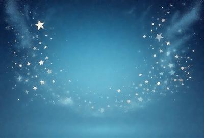 The primary subject of the image is a blue sky filled with stars. The setting is a night sky, and the visual style is a digital art or illustration. The dominant colors are blue and white, creating a serene and peaceful atmosphere.