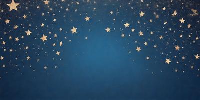 The primary subject of the image is a blue sky filled with stars. The setting is a night sky, and the visual style is a painting or drawing. The colors are predominantly blue and white, creating a serene and peaceful atmosphere.