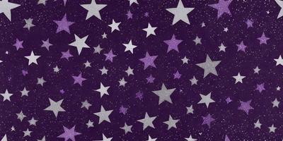 The primary subject of the image is a pattern of stars, which are scattered throughout the scene. The setting is a purple background, which adds a unique and visually striking element to the image. The visual style is a combination of digital art and illustration, creating a vibrant and dynamic appearance. The colors and mood of the image are predominantly purple, which gives it a calming and serene atmosphere.