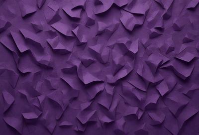 The primary subject of the image is a purple wall with a pattern of folded paper. The setting is a room with a purple background, and the visual style is a combination of a photo and digital art. The colors and mood of the image are predominantly purple, creating a calm and soothing atmosphere.