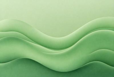 The image features a green background with a large, curved, and wavy design. The primary subject is a three-dimensional, sculpted, or molded piece of green material, possibly a piece of art or a decorative item. The visual style appears to be a combination of digital art and illustration, creating a unique and eye-catching design. The colors and mood of the image are predominantly green, giving it a fresh and lively atmosphere.