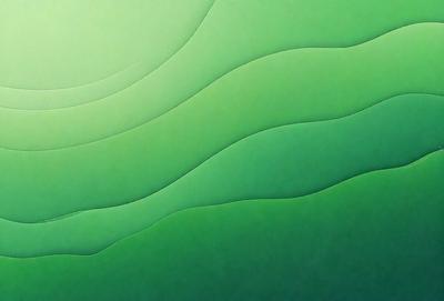 The primary subject of the image is a green, curved surface that resembles a wave or a piece of art. The setting is a green background, which complements the green surface. The visual style appears to be a combination of digital art and illustration, creating a unique and eye-catching design. The colors and mood of the image are predominantly green, giving it a calm and soothing atmosphere.