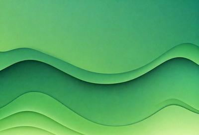 The primary subject of the image is a green, curved surface that resembles a wave or a piece of art. The setting is a green background, which complements the green surface. The visual style appears to be a digital art or illustration, as the green surface is smooth and well-defined. The colors and mood of the image are predominantly green, creating a calm and soothing atmosphere.