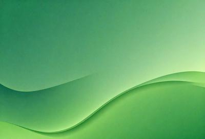 The primary subject of the image is a green, curved surface that resembles a wave or a flowing water. The setting is a wall, and the visual style appears to be a digital art or illustration. The dominant colors are green, and the overall atmosphere is calming and serene.