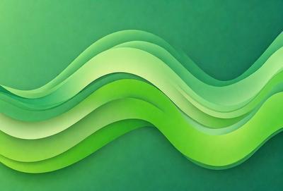 The primary subject of the image is a green wave, which is a digital artwork. The setting is a green background, and the visual style is digital art. The dominant colors are green, and the overall atmosphere is calm and serene.