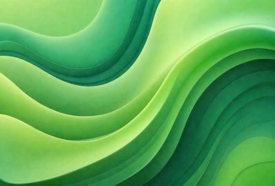 The primary subject of the image is a large, green, curved wall. The setting is a room with a green background, and the visual style appears to be a digital art or illustration. The dominant colors are green, and the overall atmosphere is calm and serene.