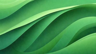 The primary subject of the image is a green, curved, and wavy design, which appears to be a digital art or illustration. The setting is a green background, and the visual style is a combination of digital art and illustration. The colors and mood of the image are predominantly green, creating a calm and soothing atmosphere.