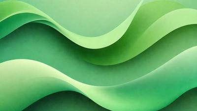 The primary subject of the image is a green, curved, and flowing design. The setting is a green background, which complements the design. The visual style is a digital art or illustration, creating a unique and artistic appearance. The colors and mood are predominantly green, giving the image a calm and soothing atmosphere.