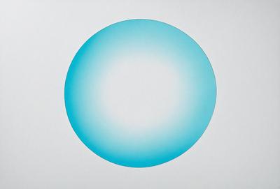 The primary subject of the image is a blue circle, which is the main object, scene, or focus of the image. The setting or background of the image is a white surface, which provides a clean and uncluttered backdrop for the blue circle. The visual style of the image is a digital art or illustration, as it is a well-defined and detailed representation of the blue circle. The colors and mood of the image are predominantly blue, which gives the image a calm and serene atmosphere.