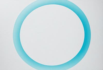 The primary subject of the image is a white circle with a blue outline. The circle is placed on a white background, giving it a clean and minimalist appearance. The visual style of the image is a combination of digital art and illustration, as it features a well-defined and detailed blue outline. The colors and mood of the image are predominantly white and blue, creating a calm and serene atmosphere.