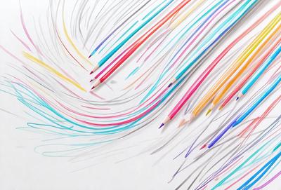 The primary subject of the image is a pencil drawing of a colorful swirl. The drawing is displayed on a white surface, which serves as the background. The visual style of the image is a combination of digital art and illustration, as it appears to be a digital representation of a hand-drawn swirl. The colors and mood of the image are vibrant and lively, with the swirl being the main focus and the white background providing a clean and uncluttered appearance.