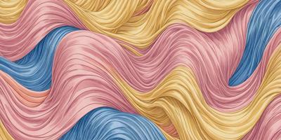 The primary subject of the image is a colorful, swirling pattern of hair, which appears to be a painting or drawing. The setting is a pink and yellow background, creating a vibrant and lively atmosphere. The visual style is artistic, with the hair pattern being the main focus of the image. The colors and mood are energetic and lively, with the pink and yellow background adding a sense of warmth and liveliness to the scene.