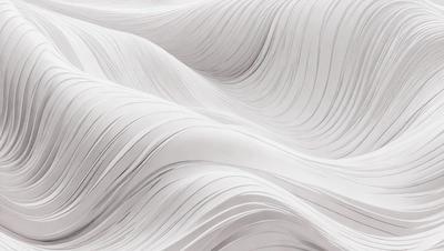 The primary subject of the image is a large, white, curved surface that resembles a wave or a mountain. The setting is a white background, which creates a clean and minimalistic visual style. The image is a digital art or illustration, showcasing the artist's creativity and skill in crafting a unique and eye-catching design. The dominant colors are white, which gives the image a clean and serene atmosphere.