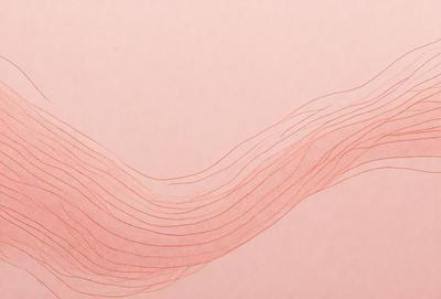 The primary subject of the image is a red line or a red brush stroke, which is the main focus of the image. The setting is a pink background, which adds a contrasting color to the scene. The visual style appears to be a combination of a drawing or a painting, with the red line or brush stroke being the main element. The colors and mood of the image are predominantly red and pink, creating a warm and vibrant atmosphere.