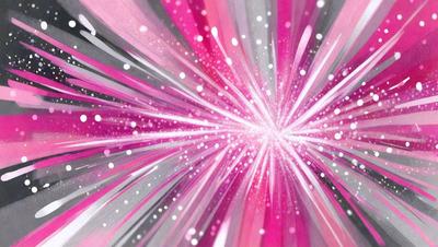 The primary subject of the image is a bright pink and white starburst, which is the main object, scene, or focus of the image. The setting/background features a pink and white color scheme, creating a vibrant and lively atmosphere. The visual style of the image is a combination of digital art and illustration, giving it a unique and eye-catching appearance. The colors and mood of the image are predominantly pink and white, with a sense of energy and excitement.