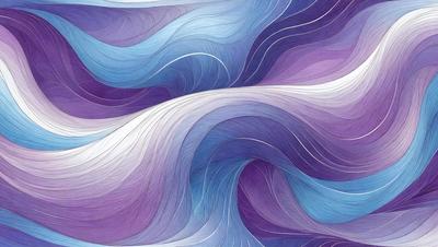 The primary subject of the image is a purple and blue wave pattern. The setting is a blue and purple background, which creates a visually appealing contrast with the wave pattern. The visual style is a digital art or illustration, as the wave pattern is intricately detailed and the colors are vibrant. The dominant colors are purple and blue, creating a calming and serene atmosphere.