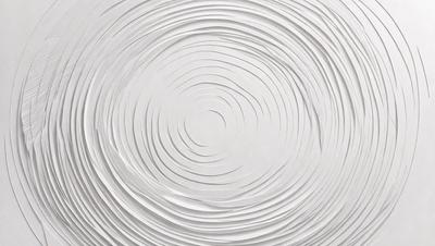 The primary subject of the image is a white circle with a swirl pattern on it. The circle is the main object, and it is set against a white background. The visual style of the image is a combination of a photo and a digital art, illustration, or drawing. The dominant colors in the image are white and gray, creating a clean and minimalist atmosphere.
