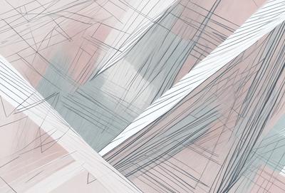 The primary subject of the image is a large, abstract, and colorful artwork. The setting is a white background, which contrasts with the artwork's vibrant colors. The visual style is a combination of digital art and illustration, creating a unique and eye-catching design. The colors and mood of the artwork are lively and energetic, with a focus on the interplay of light and shadow.