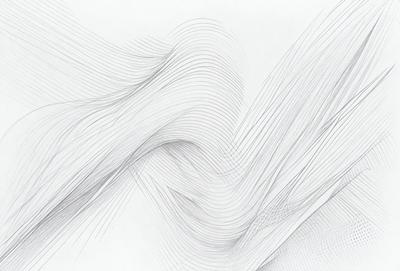The primary subject of the image is a white drawing of a wave. The setting is a white background, and the visual style appears to be a digital art or illustration. The drawing features a series of curved lines, creating a sense of motion and fluidity. The colors and mood of the image are predominantly white, giving it a clean and minimalist appearance.