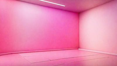 The primary subject of the image is a large, empty room with a pink wall. The setting is a white room with a pink wall, and the visual style is a photo. The room appears to be a large, empty space with a pink wall, giving it a somewhat eerie and surreal atmosphere.