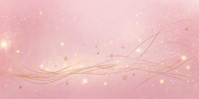The primary subject of the image is a starry background with a pink hue. The setting is a pink sky, and the visual style is a combination of digital art and illustration. The colors and mood of the image are predominantly pink and serene, creating a sense of calmness and tranquility.