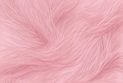 The primary subject of the image is a pink, fluffy, and curly fur. The setting is a pink background, which creates a contrast with the fur. The visual style is a close-up of the fur, showcasing its texture and details. The colors and mood of the image are predominantly pink, giving it a soft and warm atmosphere.