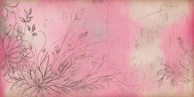 The primary subject of the image is a pink wall with a drawing of a flower on it. The drawing is a combination of pink and white colors, creating a delicate and elegant appearance. The setting is a room with a pink wall, and the visual style is a combination of drawing and painting, giving the image a unique and artistic touch. The colors and mood of the image are predominantly pink and white, evoking a sense of warmth and beauty.