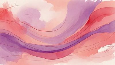 The primary subject of the image is a purple and pink swirl, which appears to be a watercolor painting. The setting is a cloudy sky, and the visual style is a watercolor painting. The dominant colors in the image are purple and pink, creating a warm and inviting atmosphere.