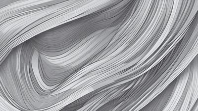 The primary subject of the image is a large, curved, and wavy structure, possibly a sculpture or a piece of art. The setting is a gray background, which contrasts with the artwork. The visual style appears to be a combination of digital art and illustration, creating a unique and intriguing appearance. The colors and mood of the image are predominantly gray, giving it a somewhat solemn or contemplative atmosphere.