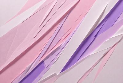 The primary subject of the image is a large pile of paper, which is purple and pink in color. The paper is arranged in a way that creates a visually interesting pattern. The setting is a white background, which provides a clean and uncluttered look to the image. The visual style is a combination of digital art and illustration, as the paper appears to be digitally manipulated to create the desired pattern. The colors and mood of the image are vibrant and lively, with the purple and