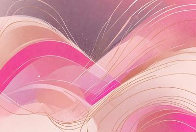 The primary subject of the image is a woman's head with long, flowing hair. The setting is a pink and purple background, which adds a vibrant and colorful atmosphere to the scene. The visual style is a combination of digital art and illustration, creating a unique and artistic representation of the woman's hair. The colors and mood convey a sense of beauty, creativity, and individuality.