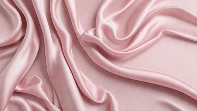 The primary subject of the image is a close-up of a pink fabric, possibly silk, with a smooth and shiny texture. The setting is a pink background, which complements the fabric's color. The visual style appears to be a photo, capturing the fabric's details and texture. The colors and mood of the image are predominantly pink, creating a warm and inviting atmosphere.