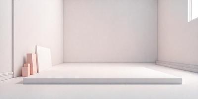 The primary subject of the image is a white wall. The setting is a plain, white room with no other objects or decorations visible. The visual style is a simple, clean, and minimalist design. The colors and mood of the image are predominantly white, creating a calm and uncluttered atmosphere.