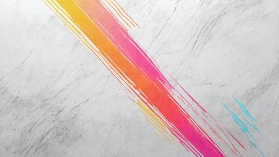 The primary subject of the image is a colorful, abstract design featuring a yellow, pink, and orange striped pattern. The setting is a white background, which provides a clean and minimalist appearance. The visual style is a combination of digital art and illustration, creating a vibrant and dynamic scene. The dominant colors in the image are yellow, pink, and orange, which evoke a sense of warmth and energy.