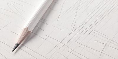 The primary subject of the image is a pencil, which is placed on a piece of paper. The setting is a white surface, possibly a piece of paper or a canvas. The visual style appears to be a drawing or a sketch, as the pencil is being used to create a line on the paper. The colors and mood of the image are predominantly white, giving it a clean and minimalist appearance.