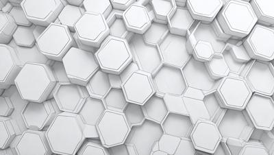 The primary subject of the image is a white hexagonal pattern, which is the main object, scene, or focus of the image. The setting or background is a white wall, and the visual style is a digital art or illustration. The dominant colors are white, and the overall atmosphere is clean, simple, and minimalistic.